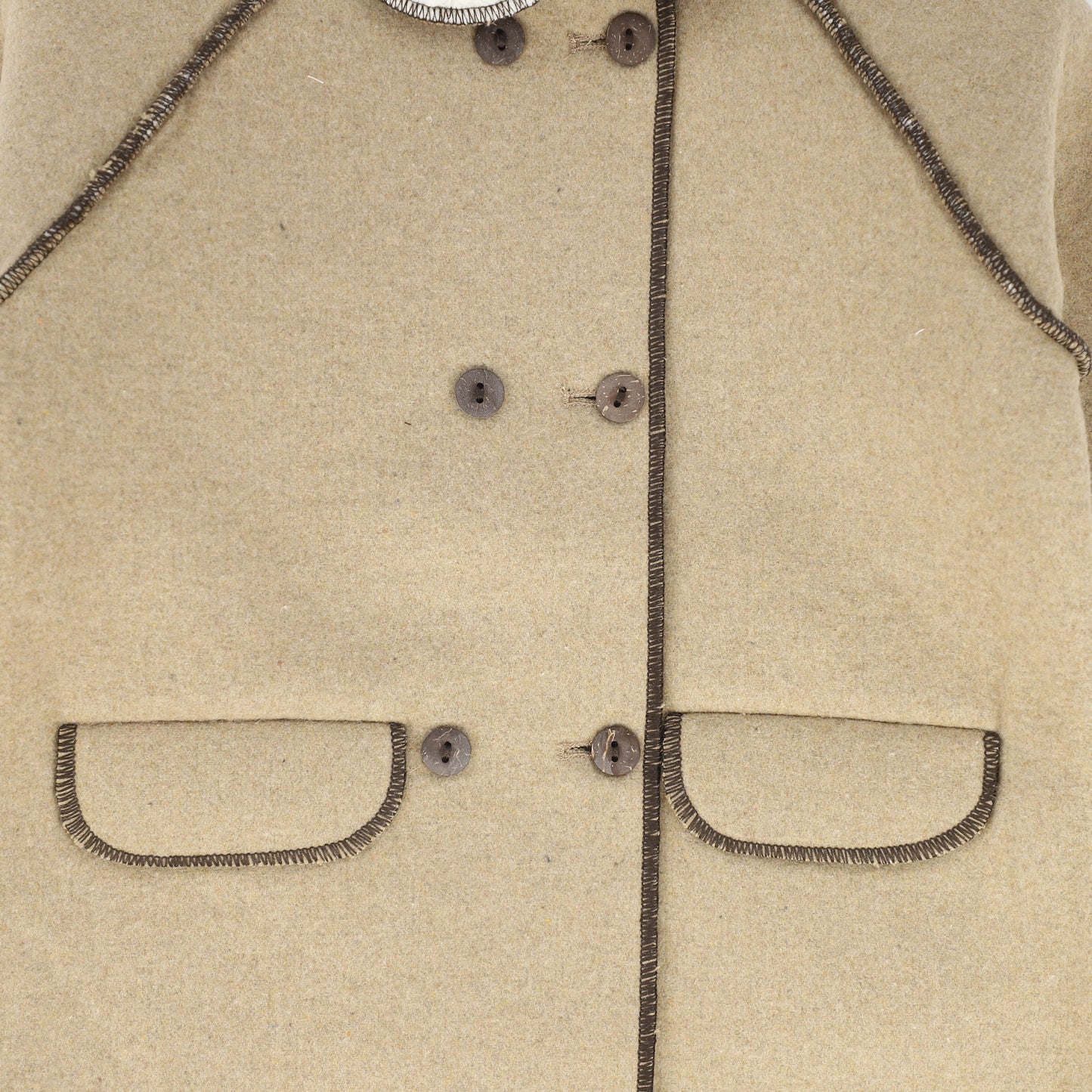 BAMBOO BEIGE PIPED DOUBLE BREASTED BLAZER