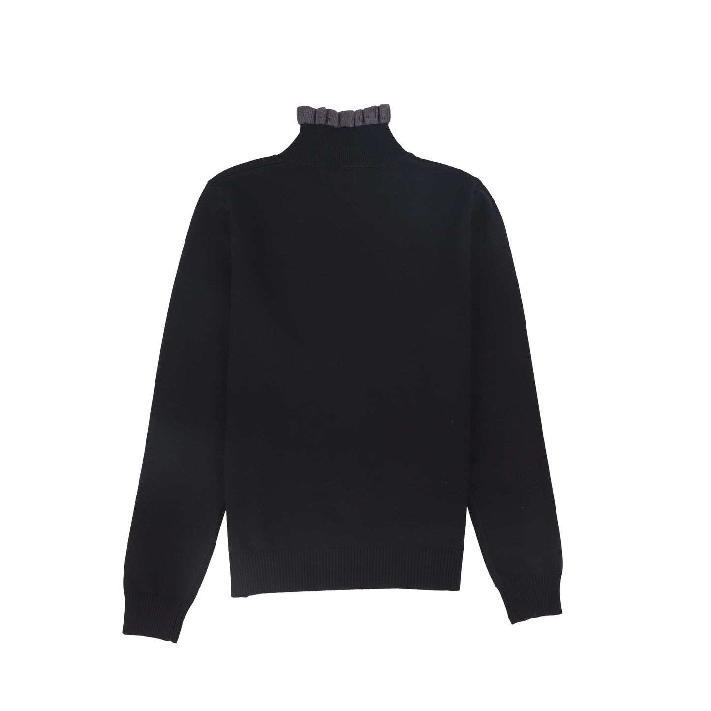 BAMBOO BLACK RUFFLE NECK SWEATER