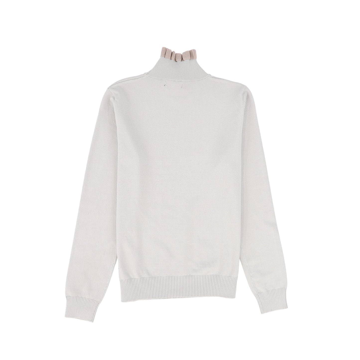 BAMBOO LIGHT GREY RUFFLE NECK SWEATER