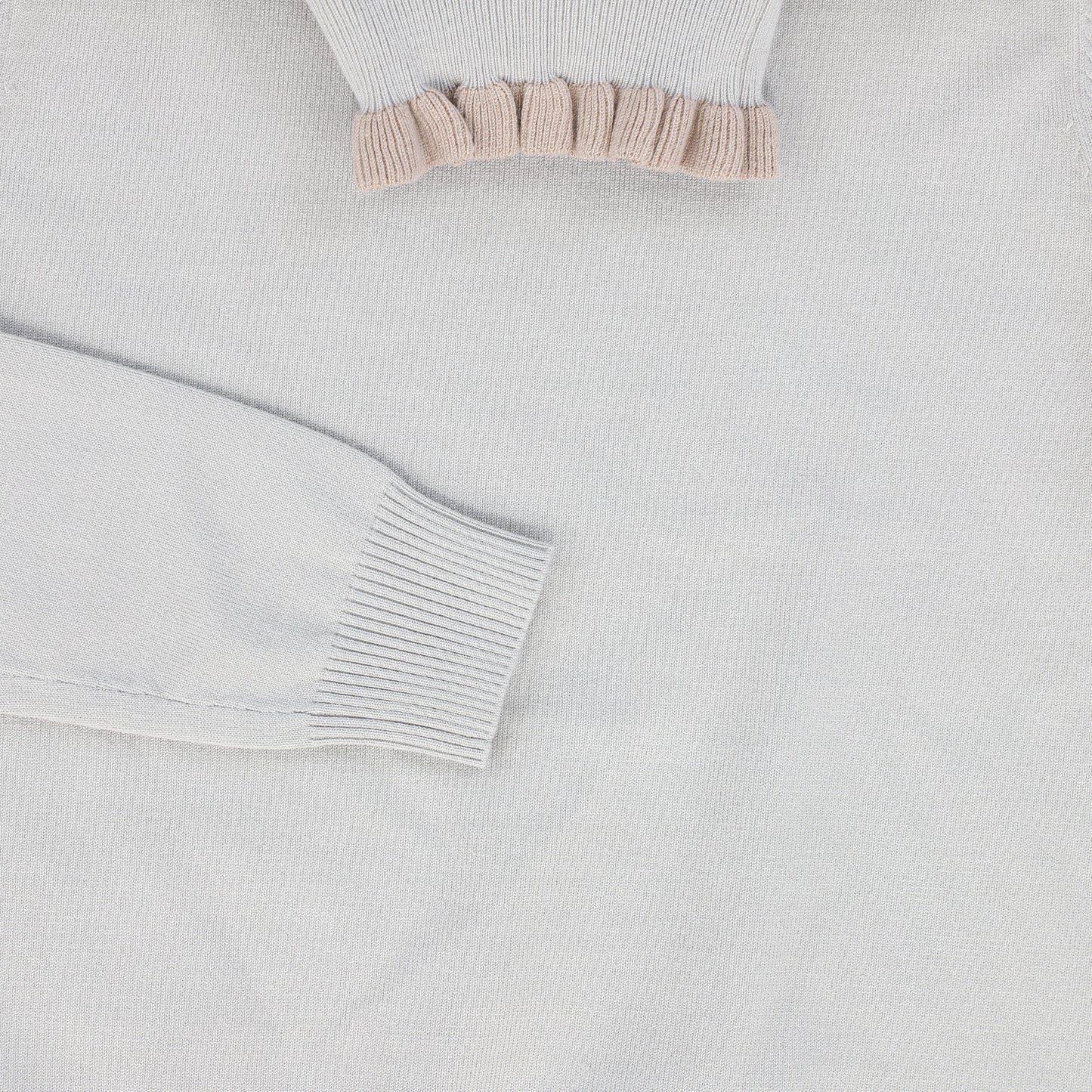 BAMBOO LIGHT GREY RUFFLE NECK SWEATER