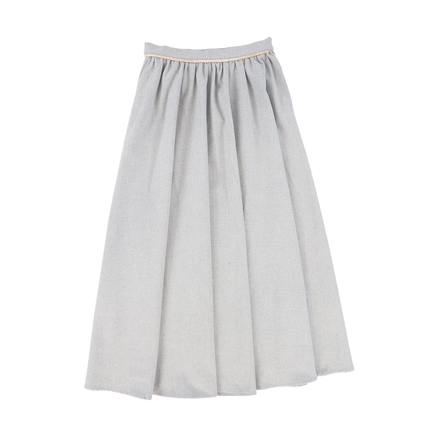 BAMBOO LIGHT GREY WOOL PIPED SKIRT
