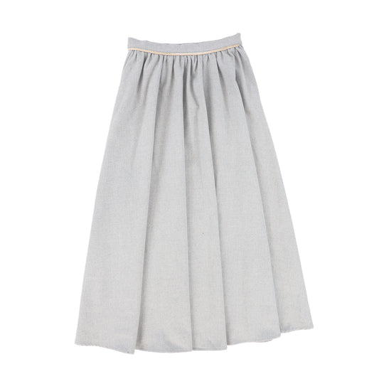 BAMBOO LIGHT GREY WOOL PIPED SKIRT