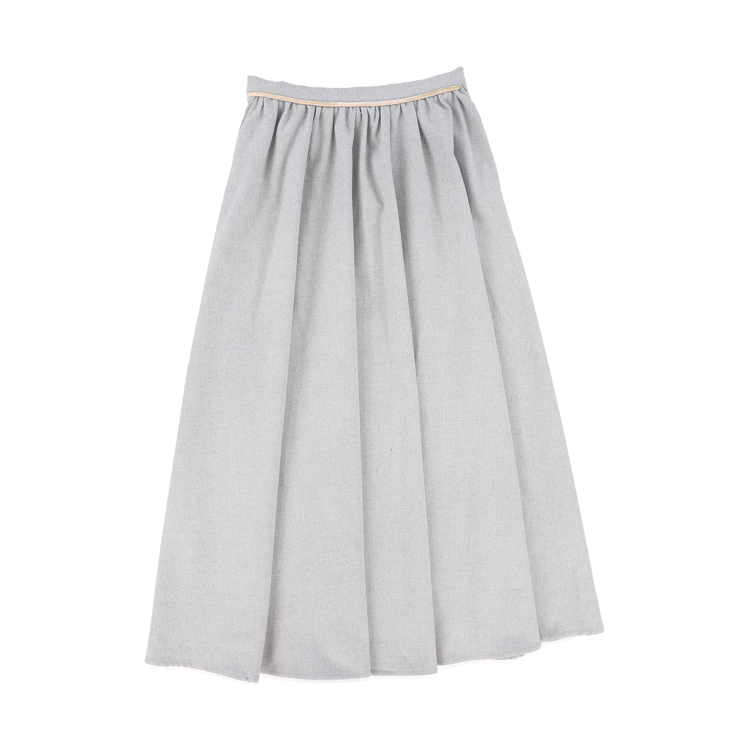 BAMBOO LIGHT GREY WOOL PIPED SKIRT