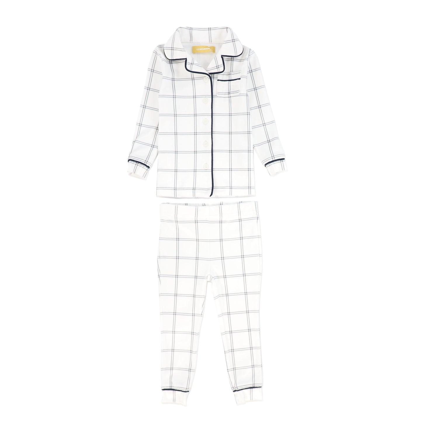 LE BOURDON GREY/WHITE CHECKED VELOUR PAJAMA SET