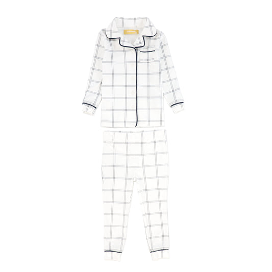 LE BOURDON GREY/WHITE CHECKED VELOUR PAJAMA SET