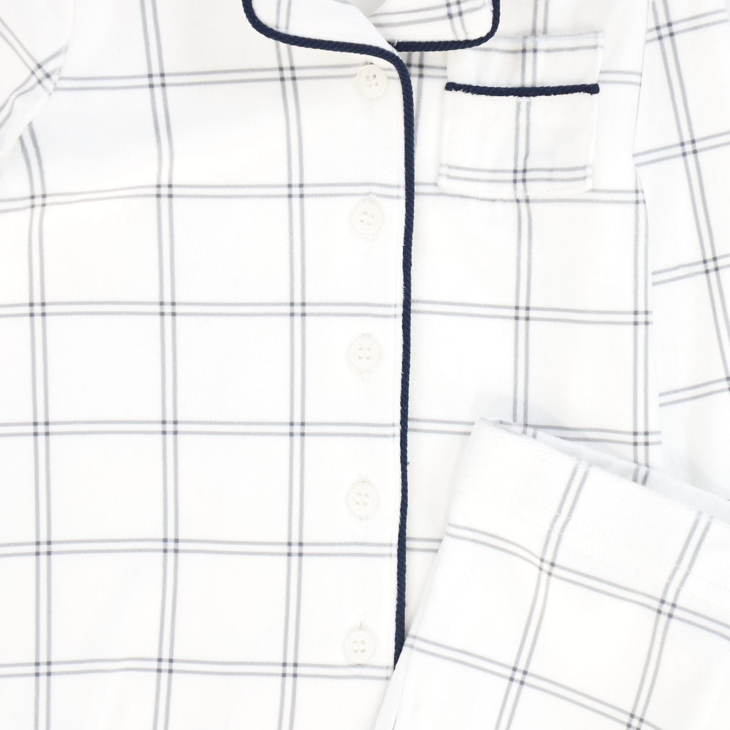 LE BOURDON GREY/WHITE CHECKED VELOUR PAJAMA SET