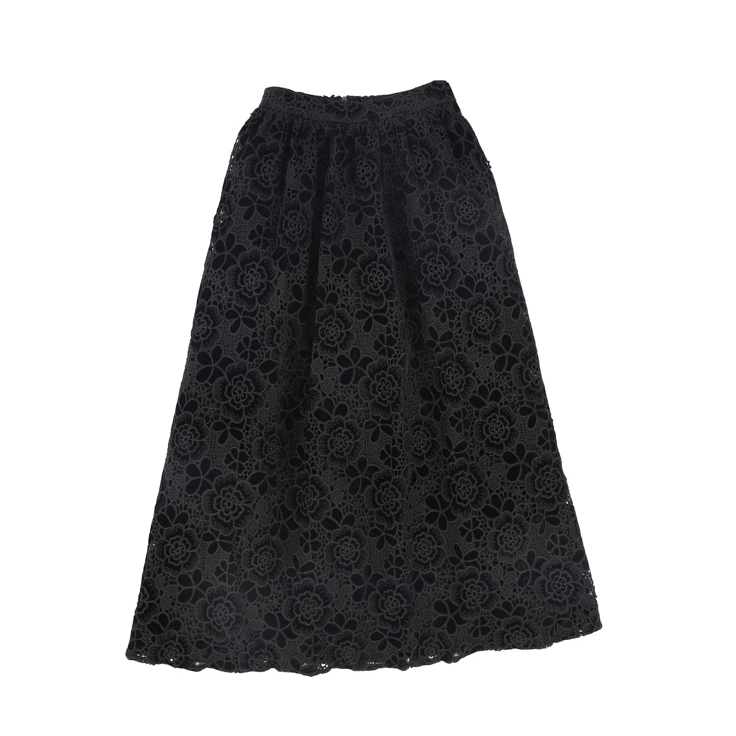 FRANCESCA GUILIANO BLACK VELVET GATHERED SKIRT