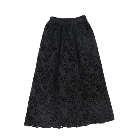 FRANCESCA GUILIANO BLACK VELVET GATHERED SKIRT