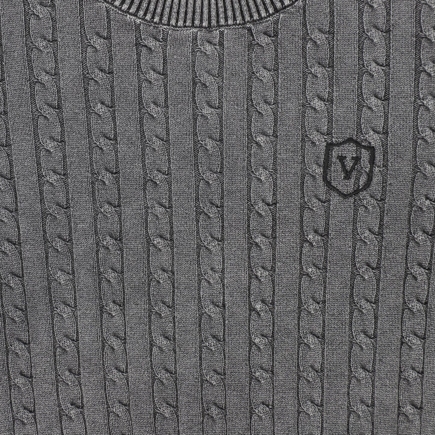 VALENTINA BLACK MINERAL WASH CABLE KNIT SWEATER