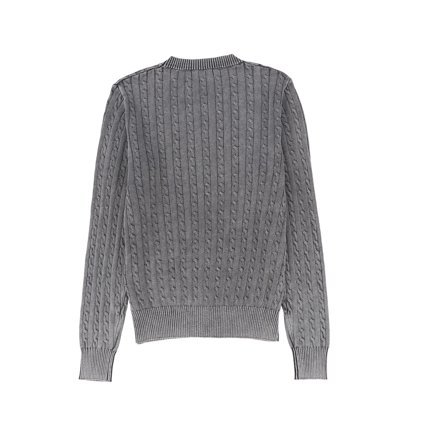 VALENTINA BLACK MINERAL WASH CABLE KNIT SWEATER