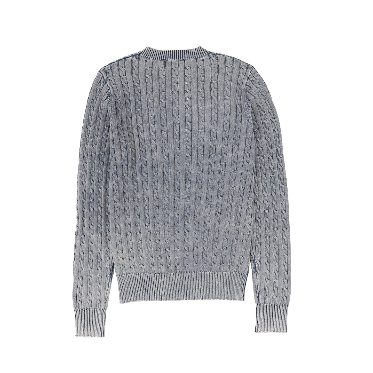 VALENTINA NAVY MINERAL WASH CABLE KNIT SWEATER