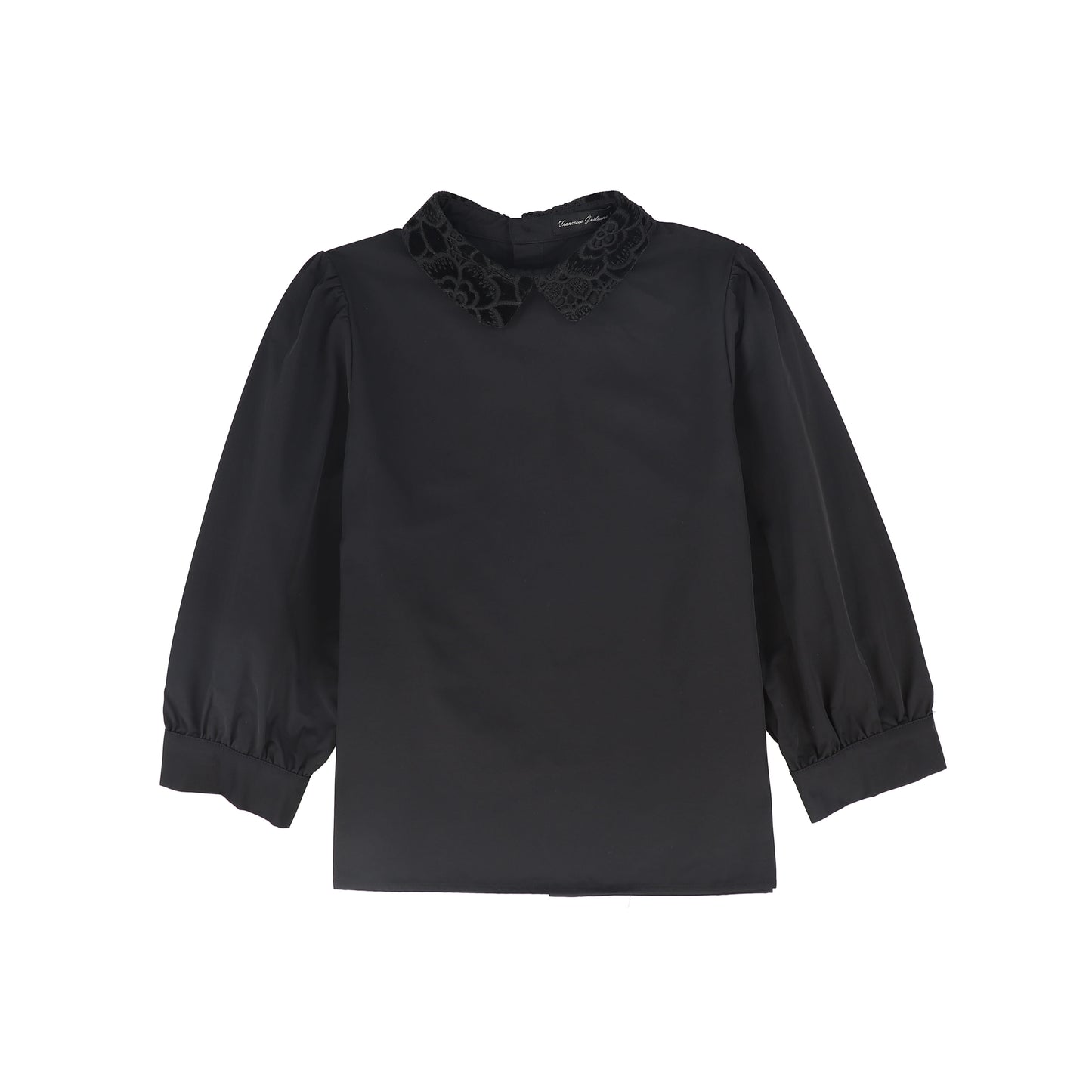 FRANCESCA GUILIANO BLACK EMBELLISHED COLLAR BLOUSE