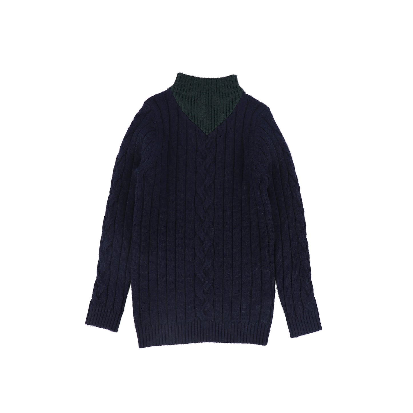 HARPER JAMES NAVY CENTER CABLE KNIT SWEATER