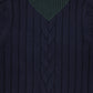 HARPER JAMES NAVY CENTER CABLE KNIT SWEATER