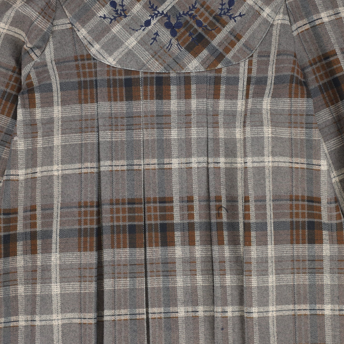 ONE CHILD GREY/BROWN WOOL PLAID PLEAT DRESS