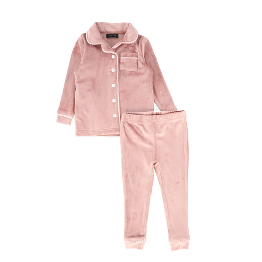 BAMBOO PINK VELOUR PIPED PAJAMA