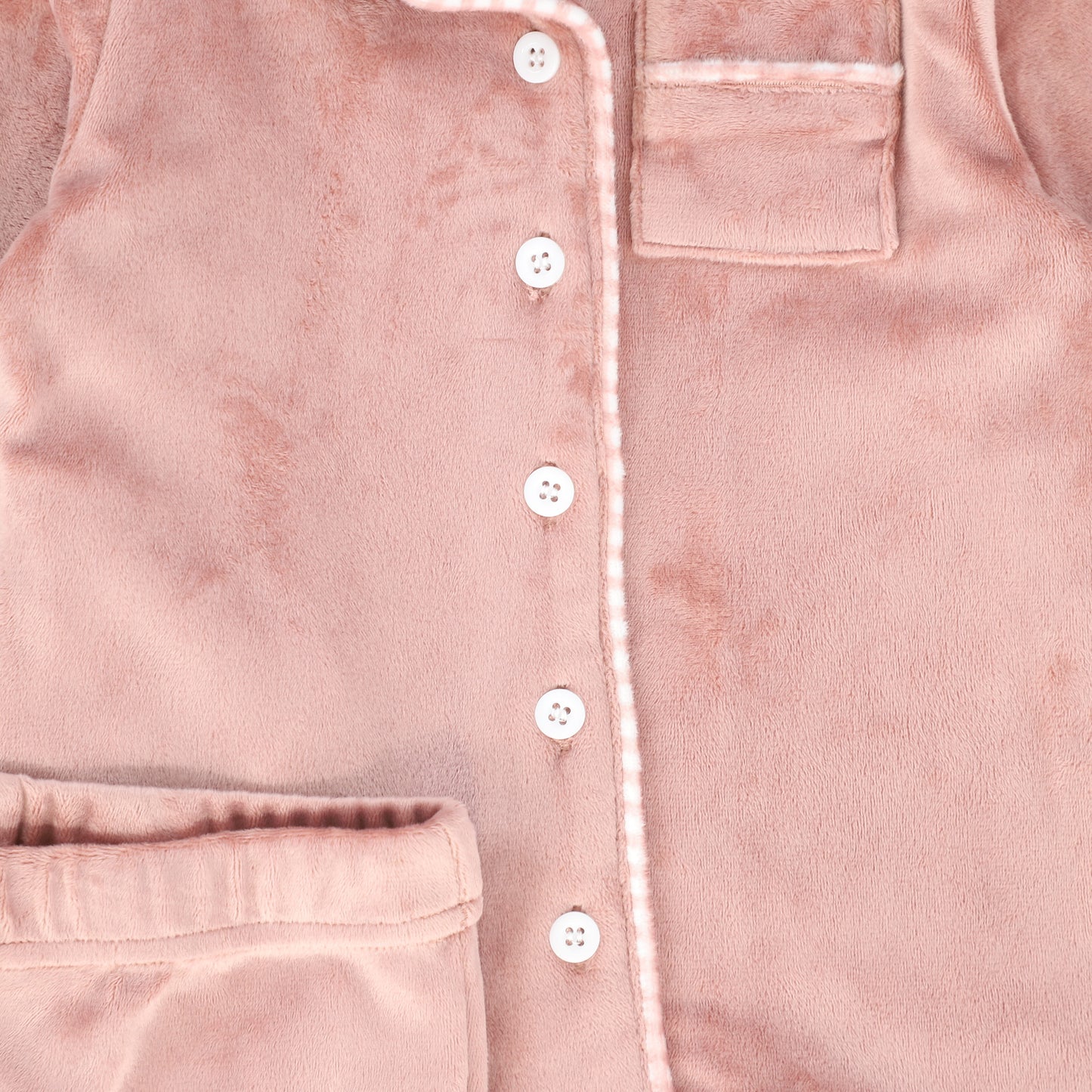 BAMBOO PINK VELOUR PIPED PAJAMA