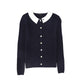 BAMBOO NAVY CABLE KNIT COLLAR CARDIGAN
