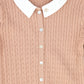 BAMBOO PINK CABLE KNIT COLLAR CARDIGAN