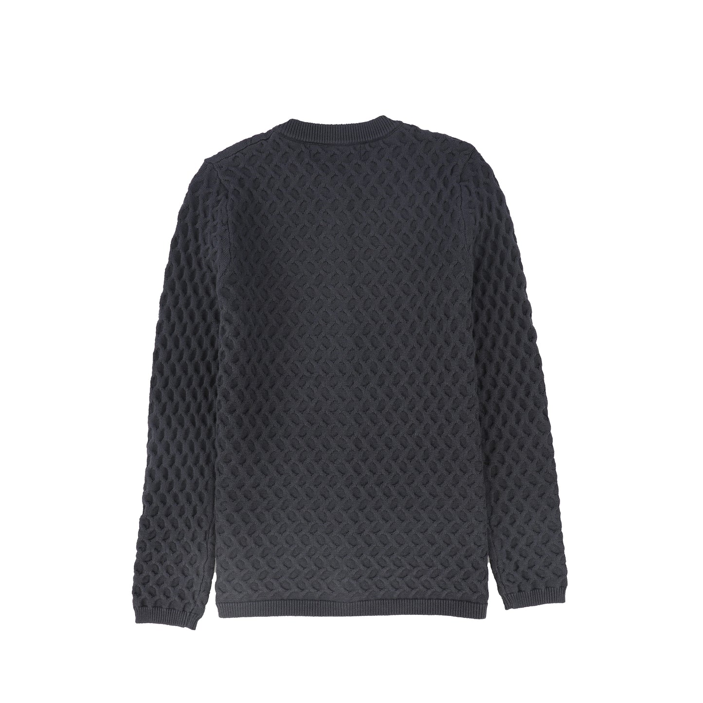 BACE COLLECTION GREY TEXTURED CROCHET KNIT CARDIGAN
