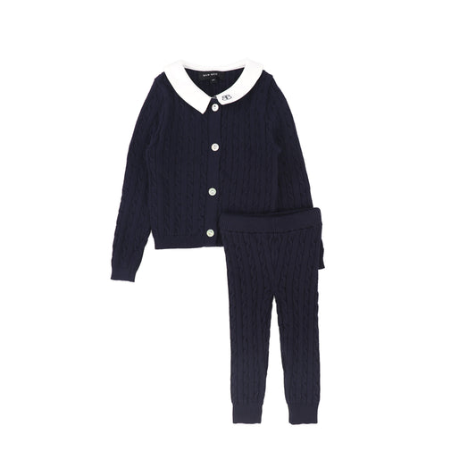 BAMBOO NAVY CABLE KNIT COLLAR SET