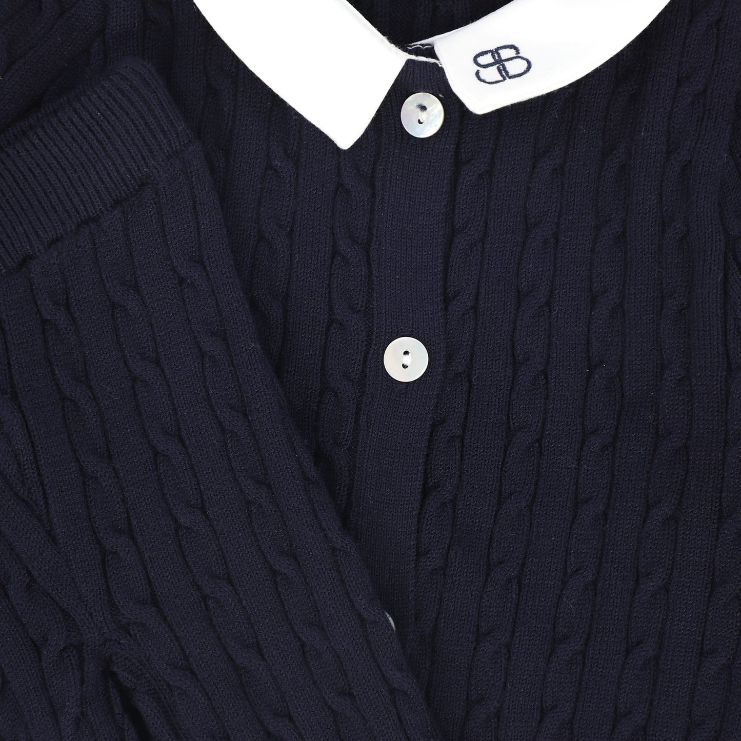 BAMBOO NAVY CABLE KNIT COLLAR SET