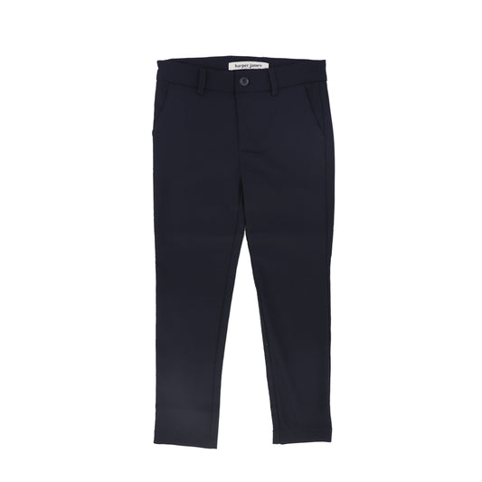 HARPER JAMES NAVY WOOL SLIM PANTS