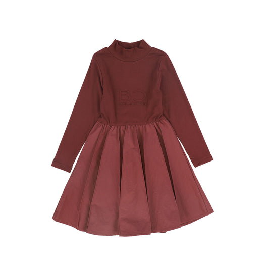 BACE COLLECTION RUST MOCKNECK CARGO DRESS