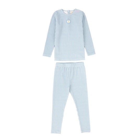 BEBE JOLEE BLUE GINGHAM FRAME PAJAMAS