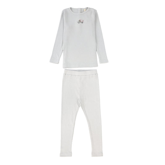 BEBE JOLEE CLOUDY BLUE EMBROIDERED PAJAMAS