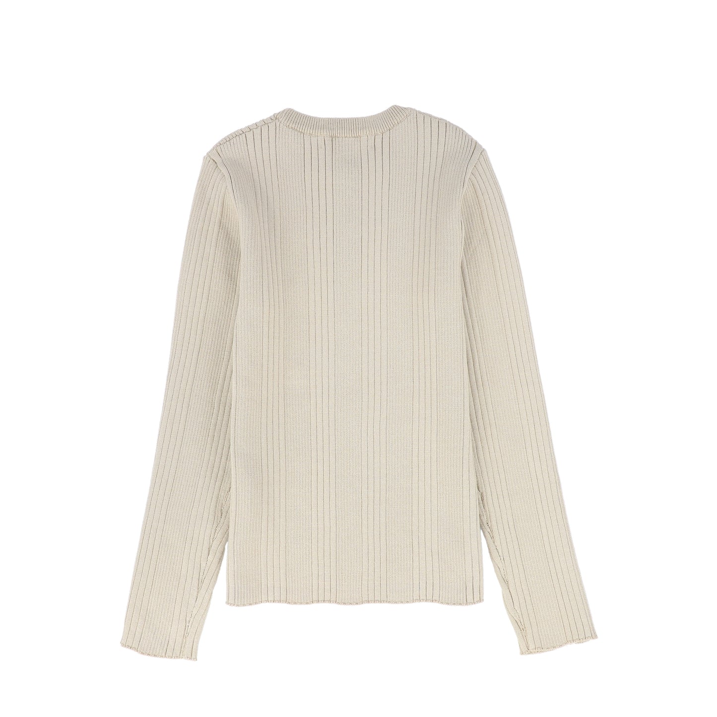 BACE COLLECTION BEIGE RIBBED KNIT EMBROIDERED SWEATER