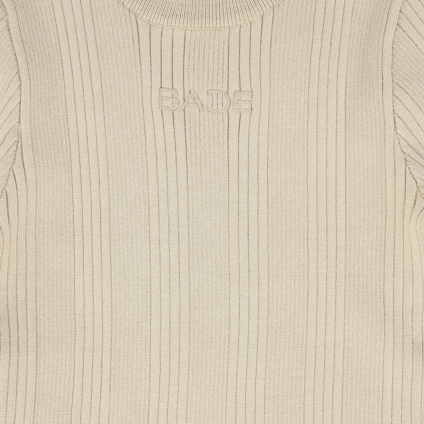 BACE COLLECTION BEIGE RIBBED KNIT EMBROIDERED SWEATER