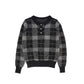 BAMBOO BLACK/CHARCOAL PLAID KNIT COLLAR SWEATER