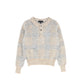 BAMBOO LIGHT GREY PLAID KNIT COLLAR SWEATER