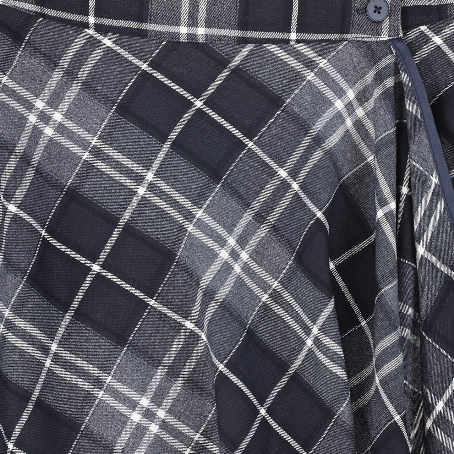 BAMBOO NAVY PLAID WRAP RUFFLE SKIRT