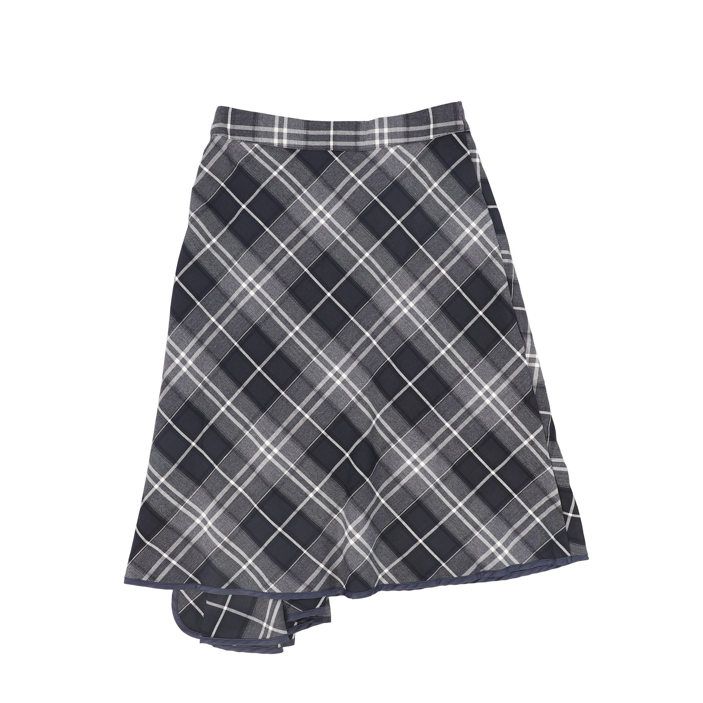 BAMBOO NAVY PLAID WRAP RUFFLE SKIRT