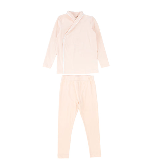 BEBE JOLEE PINK PIPED WRAP PAJAMAS