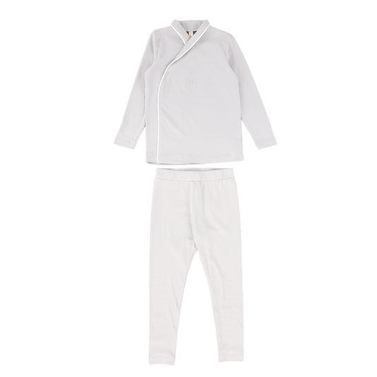 BEBE JOLEE GREY PIPED WRAP PAJAMAS