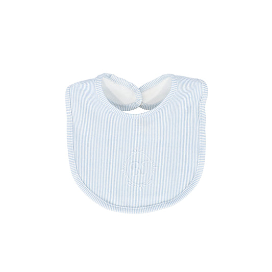 BEBE JOLEE BLUE STRIPE MONOGRAM BIB