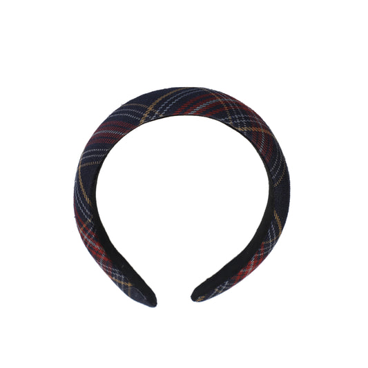 FRANCESCA GUILIANO NAVY/BURGUNDY PLAID EDGED HEADBAND [FINAL SALE]