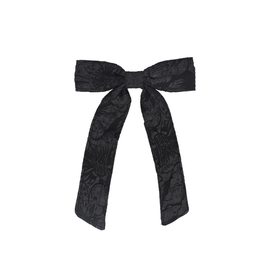 FRANCESCA GUILIANO BLACK TEXTURED TAFFETA LONG BOW [FINAL SALE]