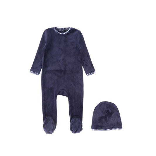BAMBOO BLUE VELOUR PIPED FOOTIE