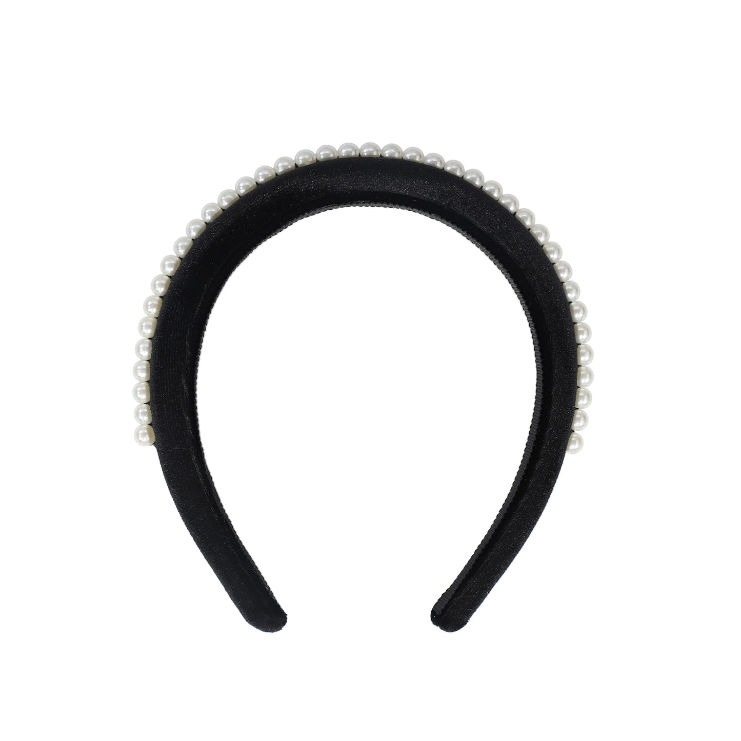 FRANCESCA GUILIANO BLACK/IVORY VELVET PEARL HEADBAND [FINAL SALE]