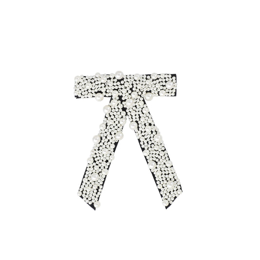 FRANCESCA GUILIANO BLACK PEARL EMBELLISHED SMALL BOW CLIP [FINAL SALE]