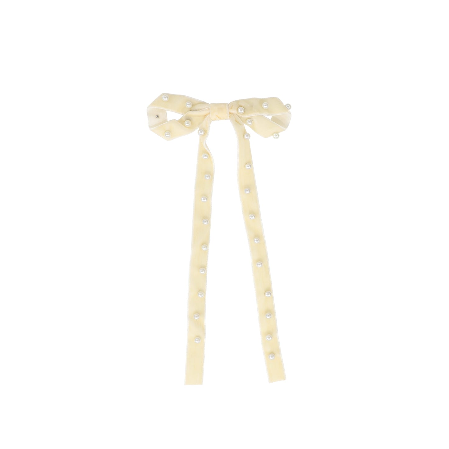 FRANCESCA GUILIANO CREAM SCATTERED PEARL RIBBON BOW [FINAL SALE]