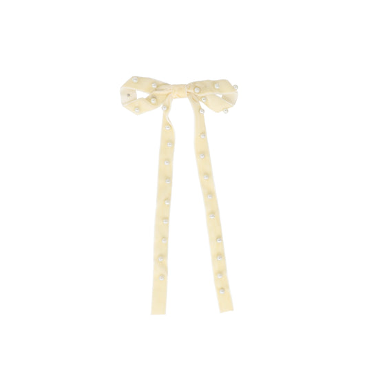 FRANCESCA GUILIANO CREAM SCATTERED PEARL RIBBON BOW [FINAL SALE]