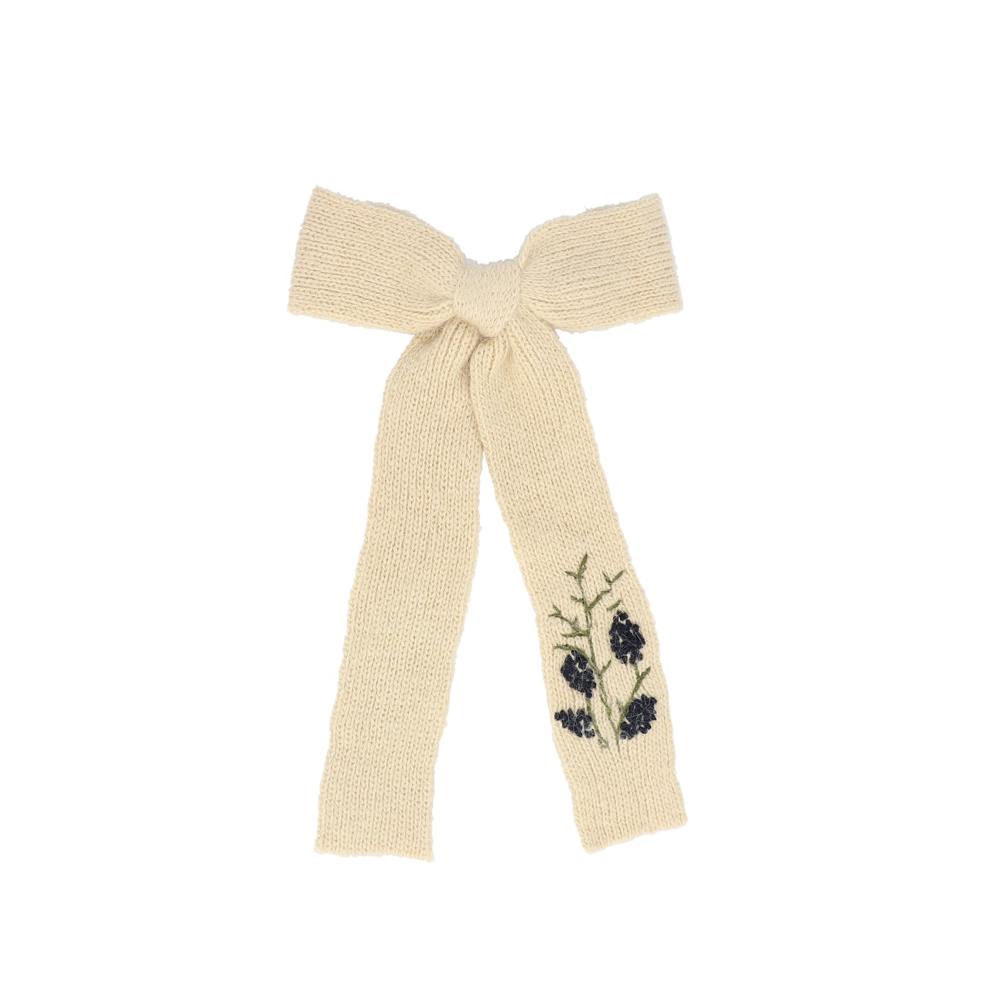 FRANCESCA GUILIANO OATMEAL KNIT EMBROIDERED BOW [FINAL SALE]