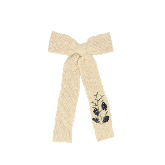 FRANCESCA GUILIANO OATMEAL KNIT EMBROIDERED BOW [FINAL SALE]