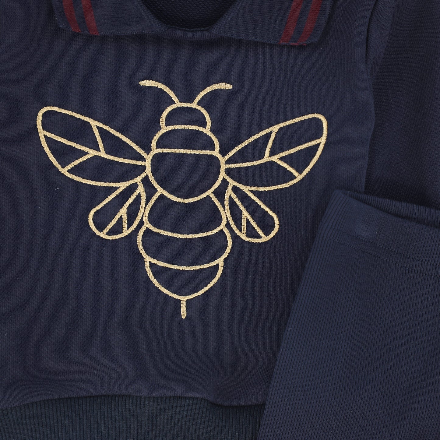 LE BOURDON NAVY BEE EMBROIDERED SWEATSHIRT SET