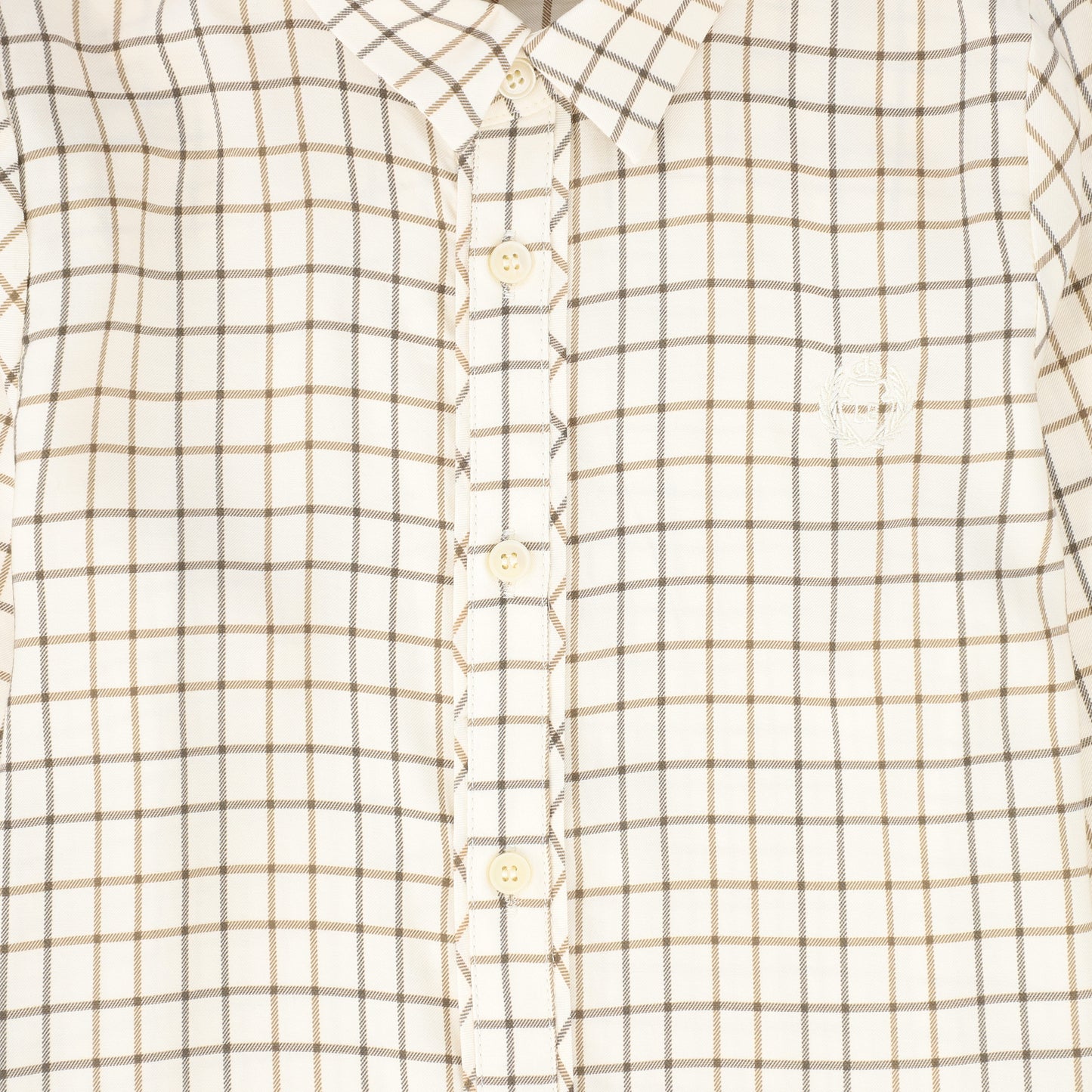 LE BOURDON BEIGE/BROWN WINDOWPANE BLOUSE
